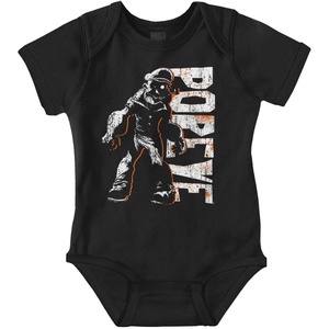Brisco Brands Vintage Popeye Halloween Monster Baby Romper Boys or Girls(Black)