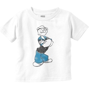 Classic Vintage Popeye the Sailor Man Toddler Baby Graphic T Shirt(White)