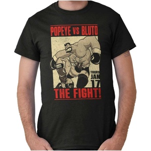 Popeye Boxing Champion Fight Poster Graphic T Shirt Men or Women(Black – Popeye Vs Bluto)