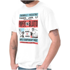 Popeye Boxing Champion Fight Poster Graphic T Shirt Men or Women(White – Thimble Theatre)