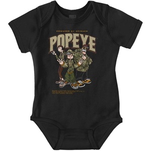 Popeye Camouflage Cartoon Characters Baby Romper Boys or Girls(Black)