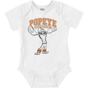 Popeye Football Player Sports Athlete Baby Romper Boys or Girls(White)