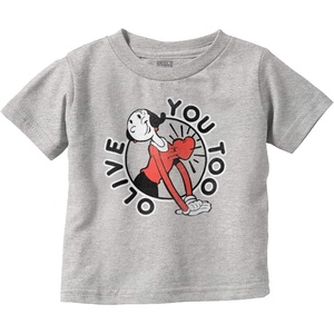 Popeye Olive OYL You Too Cute Funny Youth T Shirt Tee Girls(Heather)