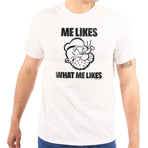 Popeye Quote What Me Likes Graphic T Shirt Men or Women(White)