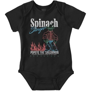 Popeye Western Desert Cowboy Cartoon Baby Romper Boys or Girls(Black – Spinach Slinger)