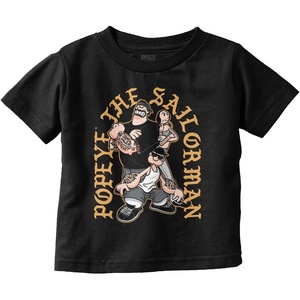 Popeye and Friends Urban Cholo LA West Coast Toddler Baby Graphic T Shirt(Black – Friends With Attitude)