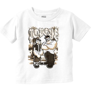 Popeye and Friends Urban Cholo LA West Coast Toddler Baby Graphic T Shirt(White – Popeye and Bluto)