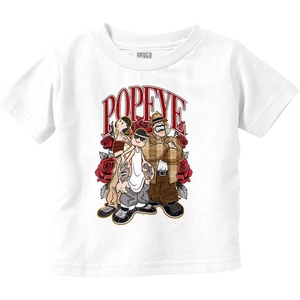 Popeye and Friends Urban Cholo LA West Coast Toddler Baby Graphic T Shirt(White – Rose Gang)