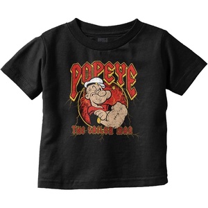 Popeye the Sailor Man Rock Star Toddler Baby Graphic T Shirt(Black)