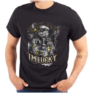 Urban Popeye Black Jack I’m Lucky Graphic T Shirt Men or Women(Black)