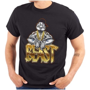 Urban Popeye Bling Beast Cartoon Graphic T Shirt Men or Women(Black)