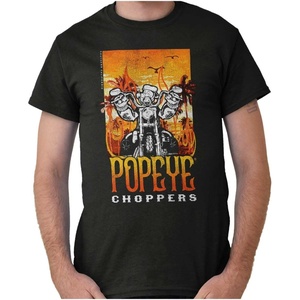 Vintage Popeye Biker Classic Choppers Graphic T Shirt Men or Women(Black – Popeye Choppers)