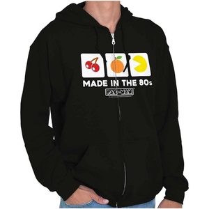 Brisco Brands PACMAN Made in the 80s Vintage Zip Up Hoodie Mens Womens