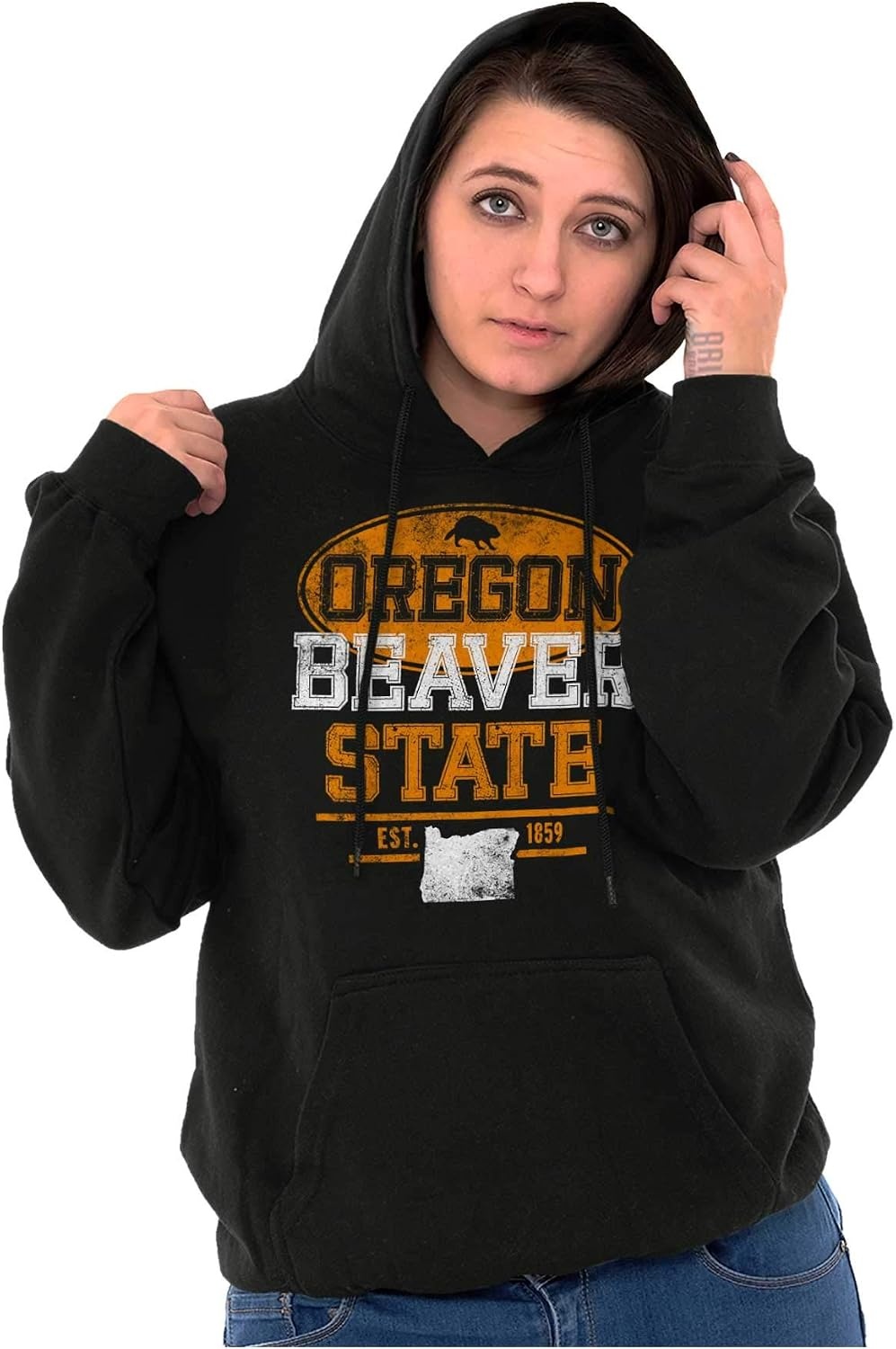 image:imageBrisco Brands Oregon OR Beaver State Pride Souvenir Hoodie Sweatshirt Women Men Black
