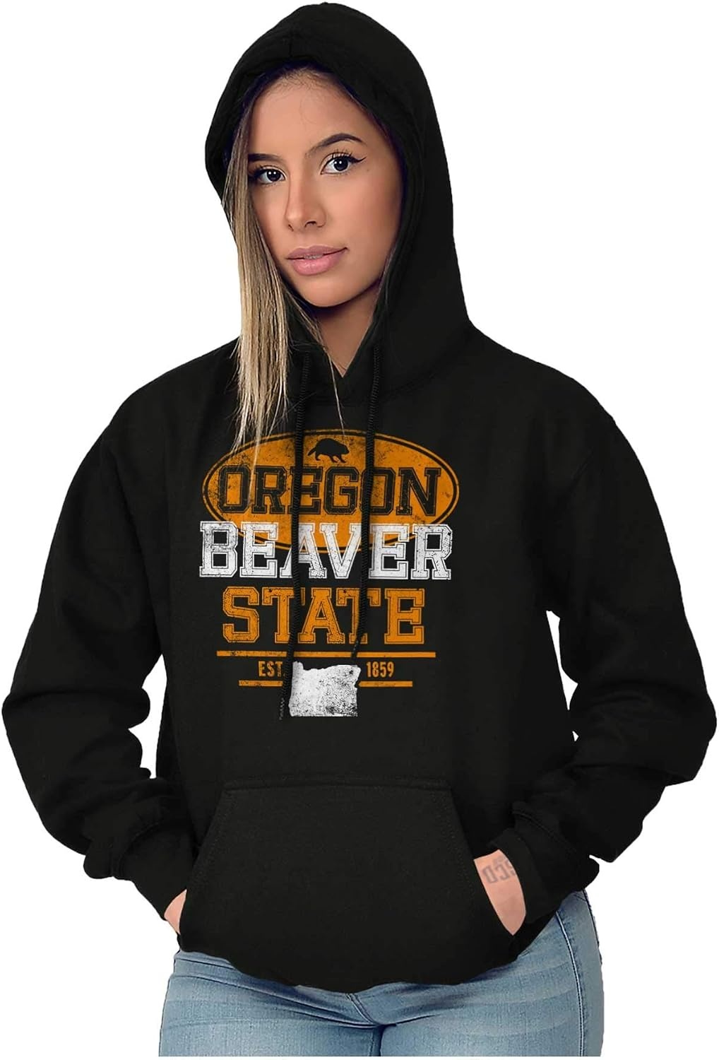 image:imageBrisco Brands Oregon OR Beaver State Pride Souvenir Hoodie Sweatshirt Women Men Black