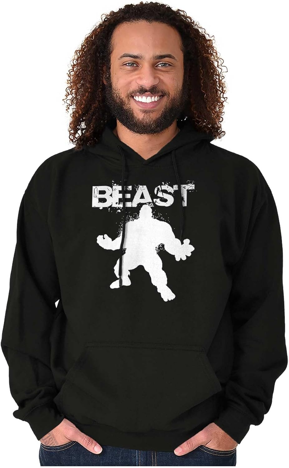 image:imageBrisco Brands Beast Gym Fitness Meathead Hoodie Hooded Sweatshirt MenBlack