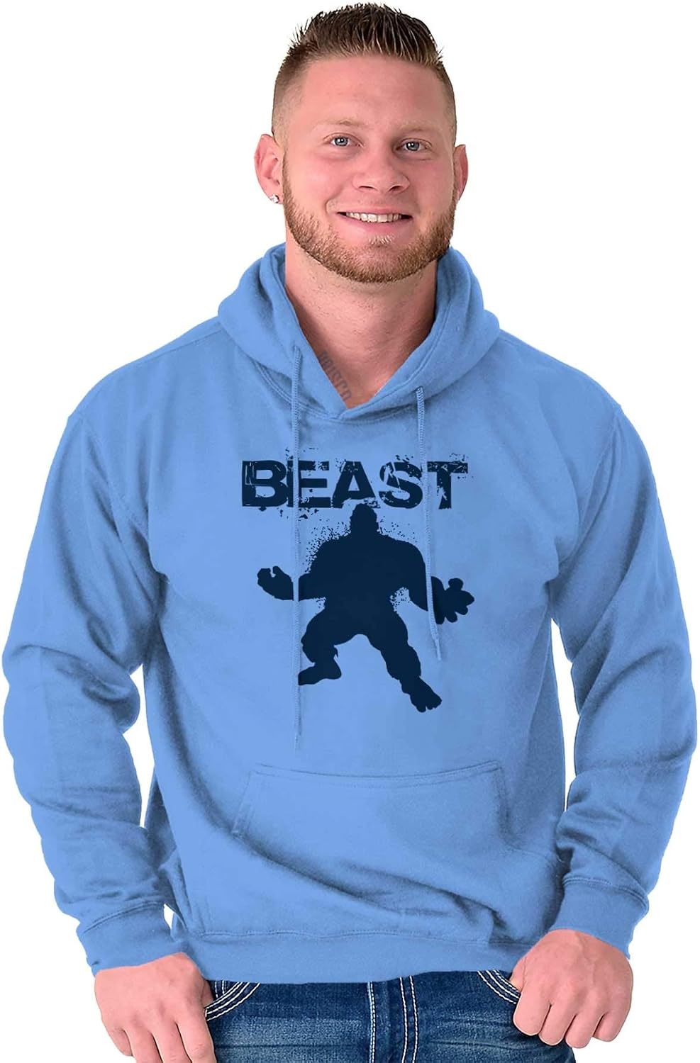 image:imageBrisco Brands Beast Gym Fitness Meathead Hoodie Hooded Sweatshirt MenCarolina Blue