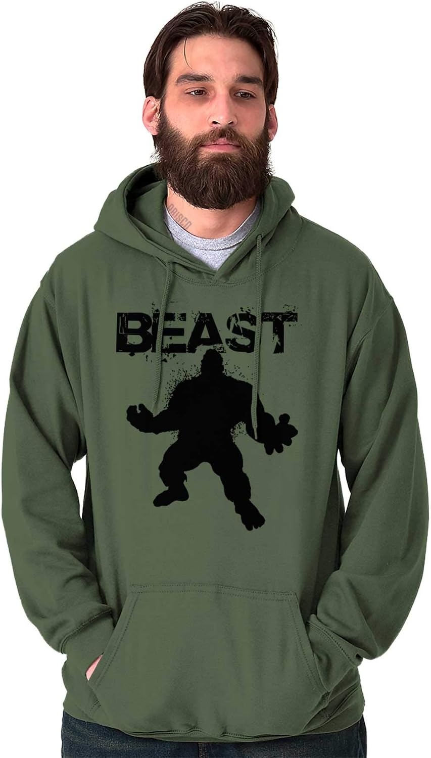 image:imageBrisco Brands Beast Gym Fitness Meathead Hoodie Hooded Sweatshirt MenMilitary Green