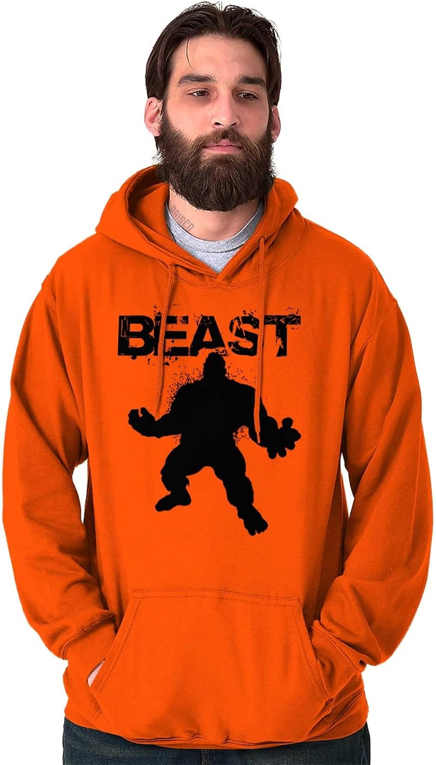 image:imageBrisco Brands Beast Gym Fitness Meathead Hoodie Hooded Sweatshirt MenOrange