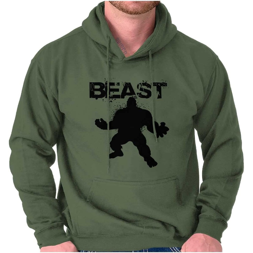 image:imageBrisco Brands Beast Gym Fitness Meathead Hoodie Hooded Sweatshirt MenMilitary Green