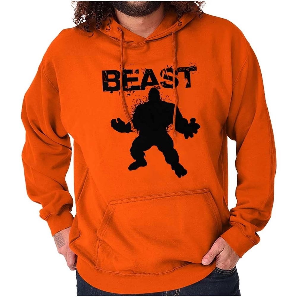 image:imageBrisco Brands Beast Gym Fitness Meathead Hoodie Hooded Sweatshirt MenOrange