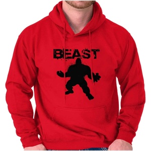 Brisco Brands Beast Gym Fitness Meathead Hoodie Hooded Sweatshirt Men(Red)