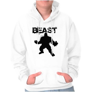 Brisco Brands Beast Gym Fitness Meathead Hoodie Hooded Sweatshirt Men(White)