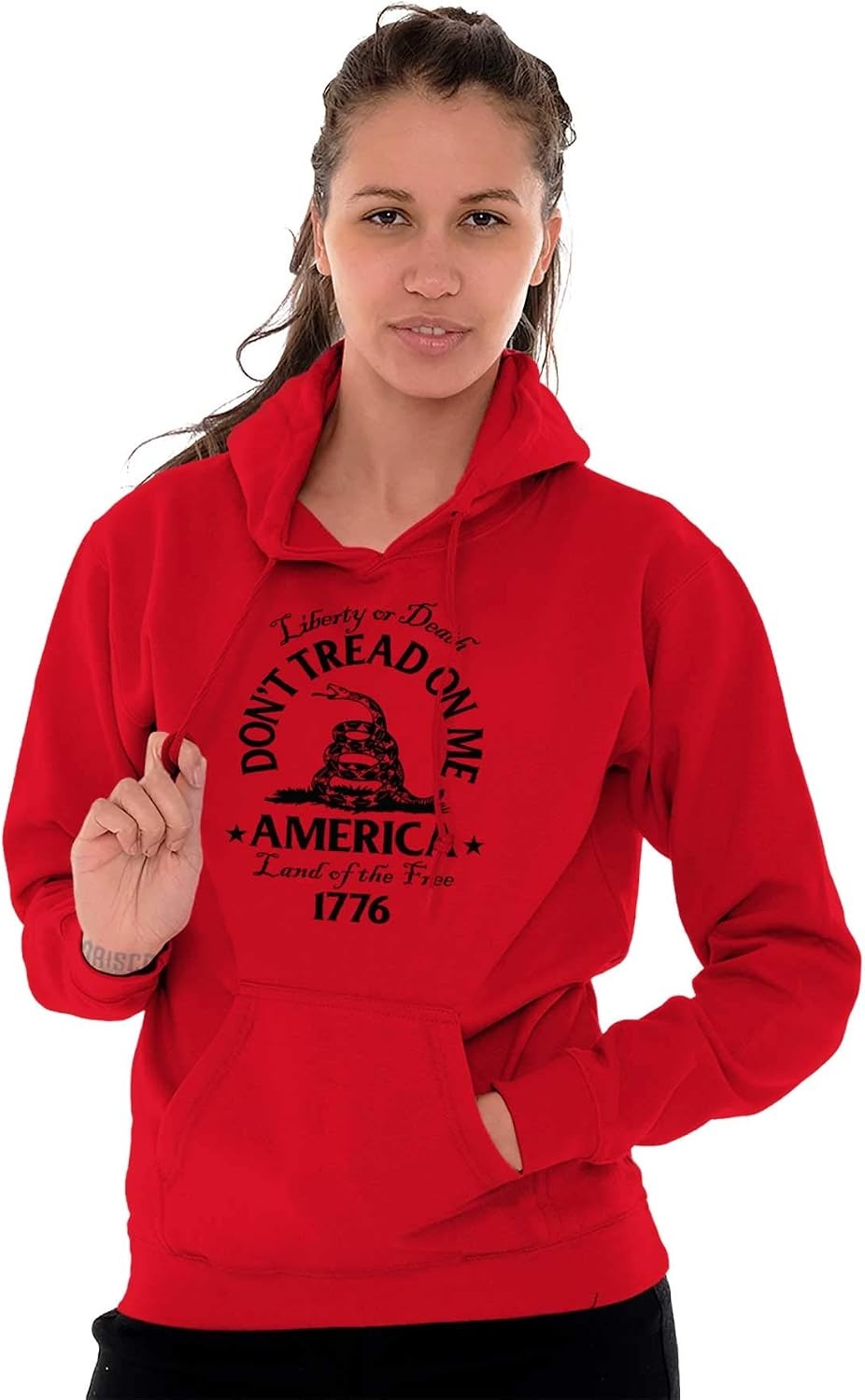 image:imageBrisco Brands Patriotic American Land of the Free Snake Hoodie Sweatshirt Women MenRed