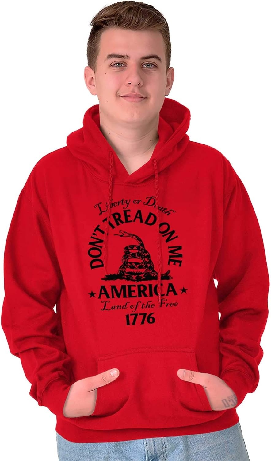 image:imageBrisco Brands Patriotic American Land of the Free Snake Hoodie Sweatshirt Women MenRed