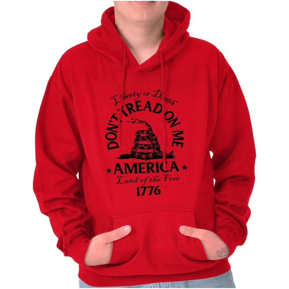 image:imageBrisco Brands Patriotic American Land of the Free Snake Hoodie Sweatshirt Women MenRed