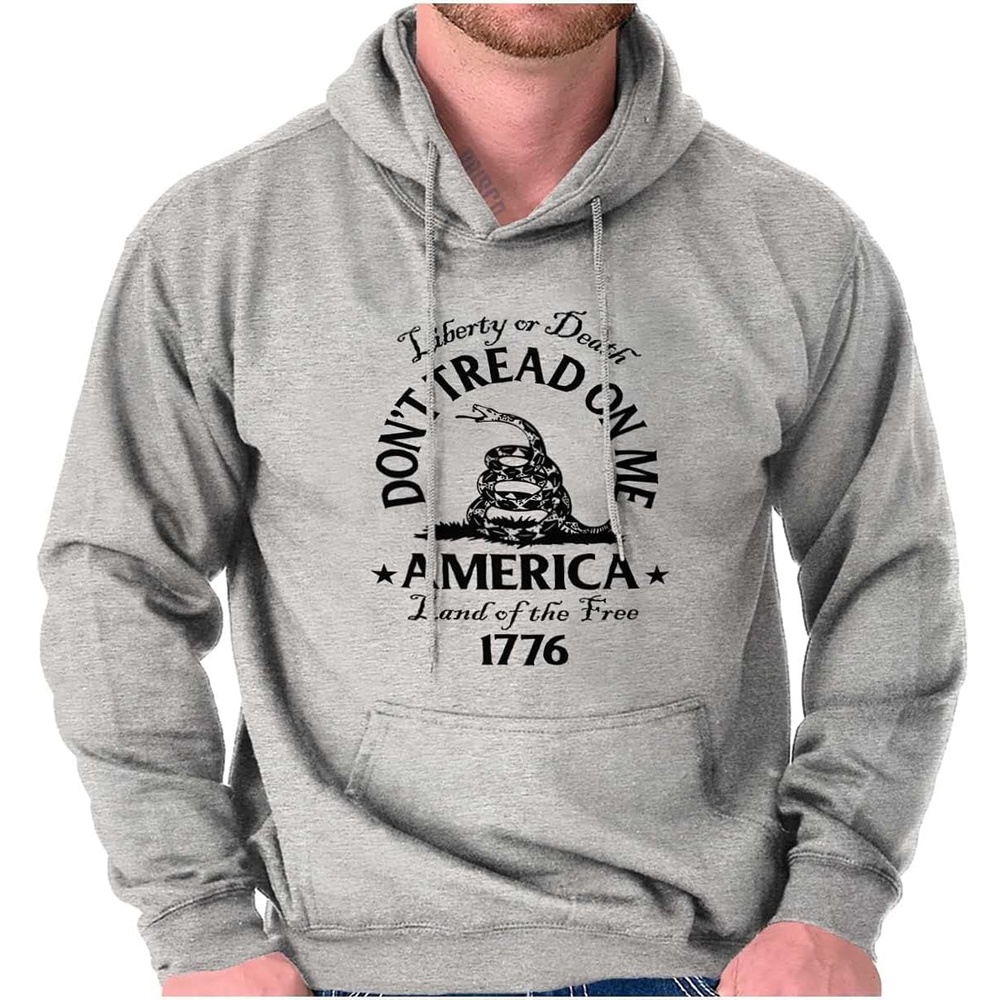 image:imageBrisco Brands Patriotic American Land of the Free Snake Hoodie Sweatshirt Women MenSport Grey