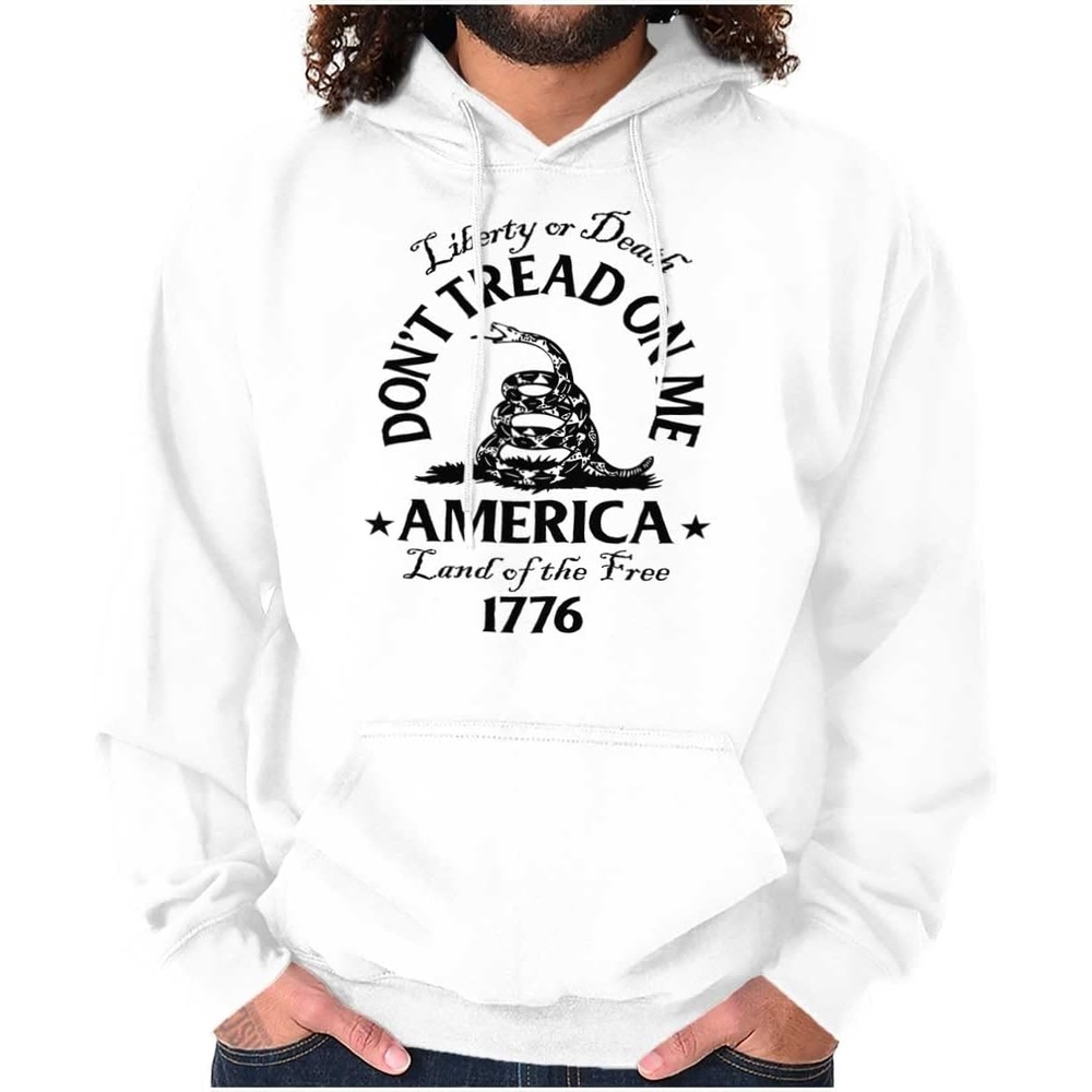 image:imageBrisco Brands Patriotic American Land of the Free Snake Hoodie Sweatshirt Women MenWhite