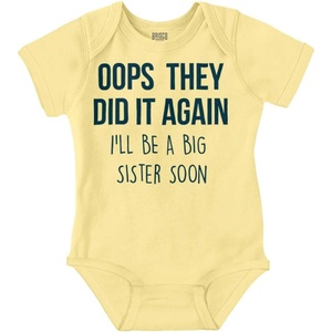Funny Oops They Did It Again New Sibling Soon Baby Bodysuit Jumper Boys(Banana)