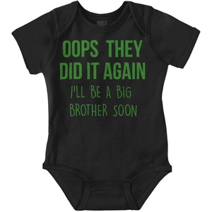 Funny Oops They Did It Again New Sibling Soon Baby Bodysuit Jumper Boys(Black)