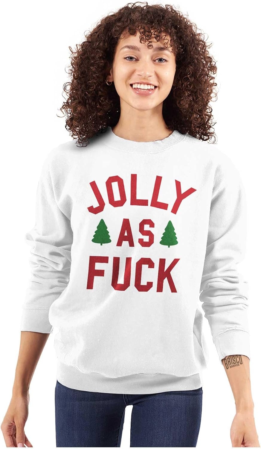 image:imageBrisco Brands Christmas Party Jolly AF Funny Sweatshirt for Men or WomenWhite