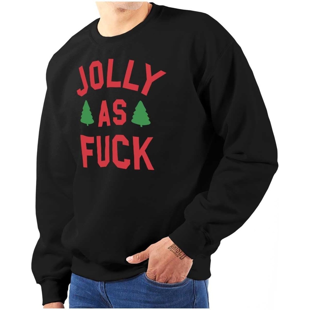 image:imageBrisco Brands Christmas Party Jolly AF Funny Sweatshirt for Men or WomenBlack