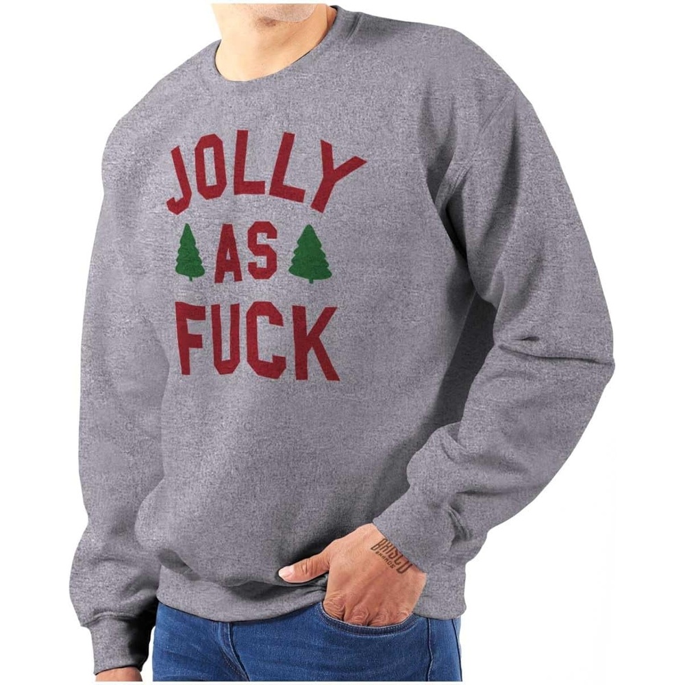 image:imageBrisco Brands Christmas Party Jolly AF Funny Sweatshirt for Men or WomenSport Grey