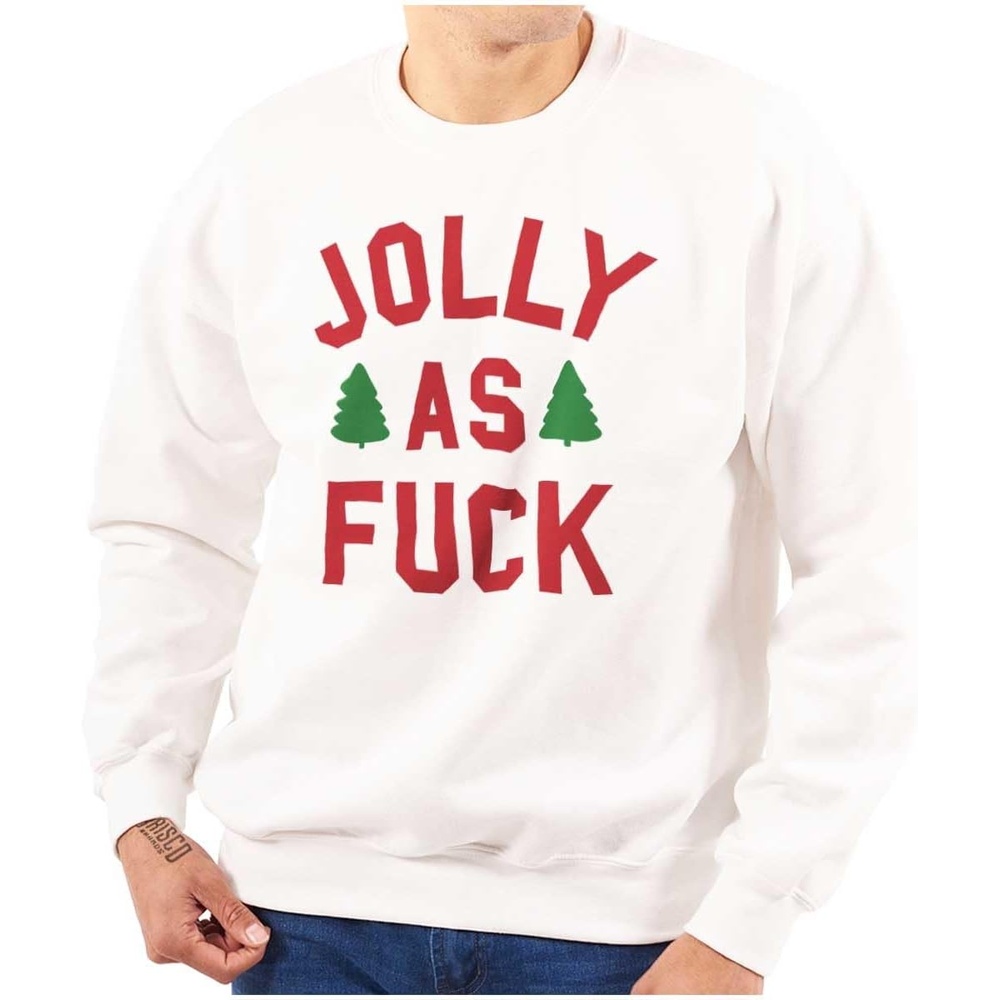 image:imageBrisco Brands Christmas Party Jolly AF Funny Sweatshirt for Men or WomenWhite