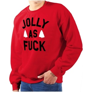 Brisco Brands Christmas Party Jolly AF Funny Sweatshirt for Men or Women(Red)