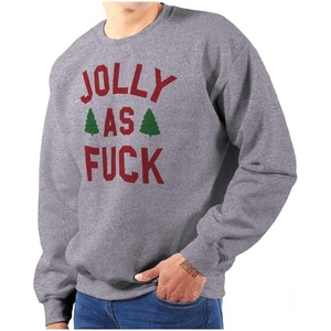 Brisco Brands Christmas Party Jolly AF Funny Sweatshirt for Men or Women(Sport Grey)